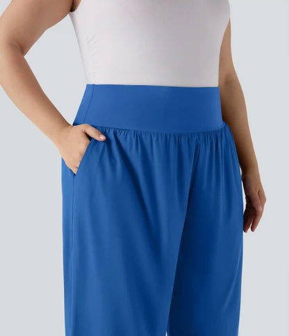 Plus Size Breezeful™ High Waisted Tummy Control Hem Quick Dry Pants with Pockets