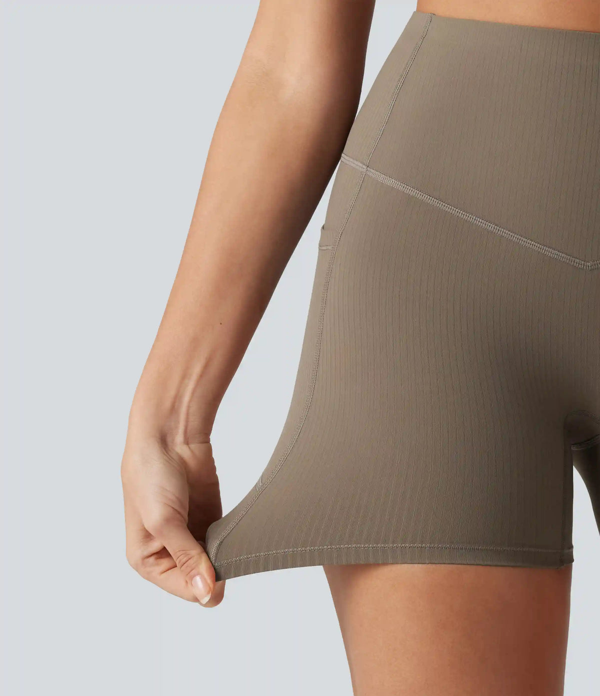 Halara UltraSculpt™ Ribbed High Waisted Tummy Control Yoga Biker Shorts 5'' with Pockets