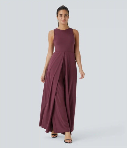 Breezeful™ Zipper Sleeveless Pocket Contrast Quick Dry Jumpsuit