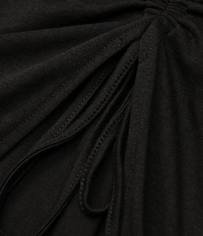 Round Neck Cut Out Ruched Drawstring Hem Bodycon Maxi Casual Dress