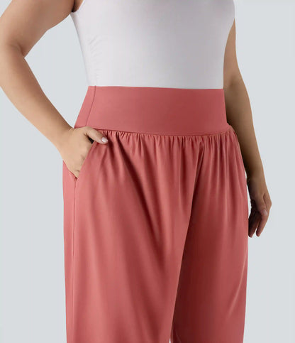 Plus Size Breezeful™ High Waisted Tummy Control Hem Quick Dry Pants with Pockets