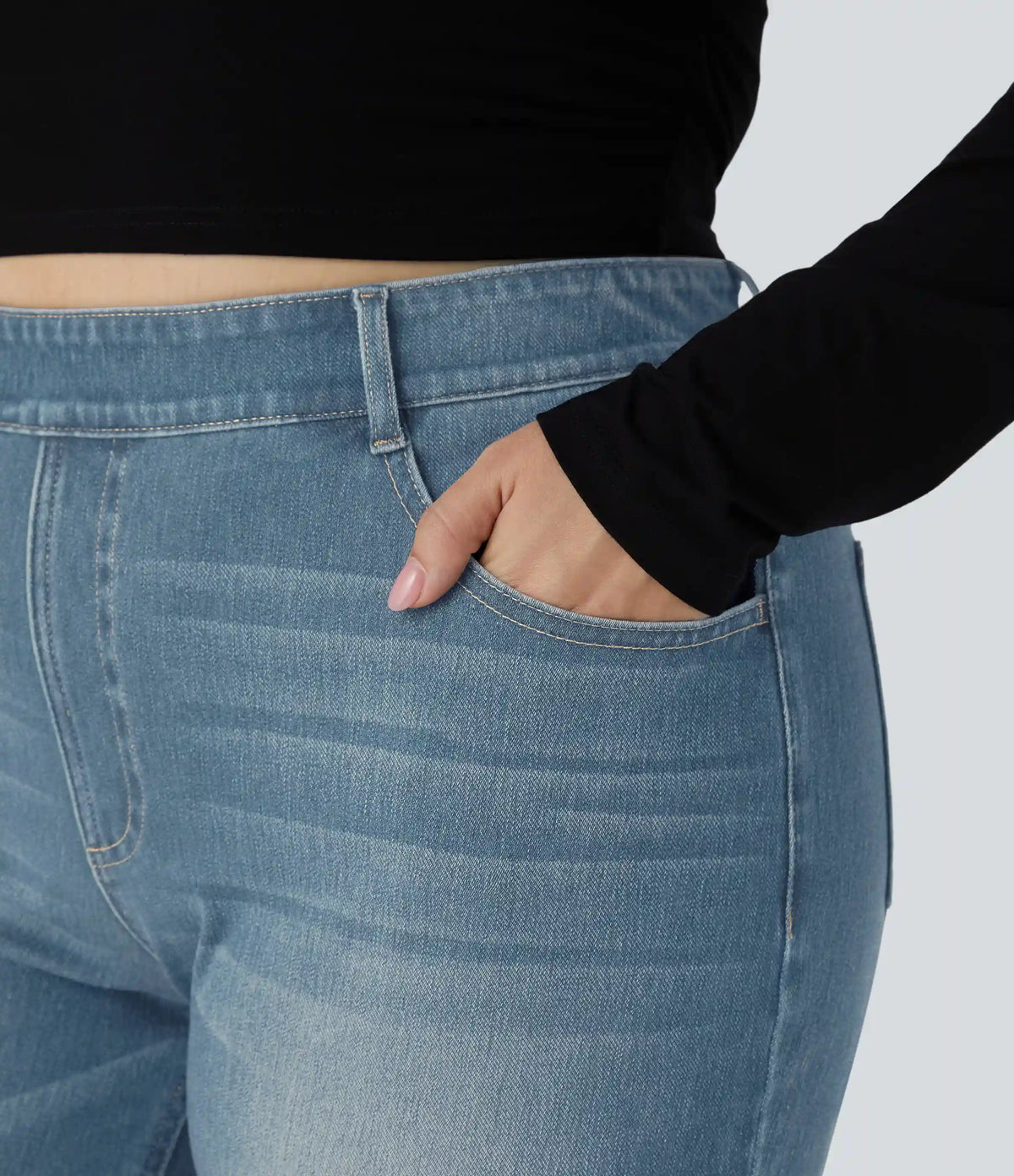 Halara Flex™ High Waisted Pockets Straight Leg Washed Casual Plus Size Jeans