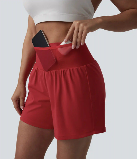 SoftlyZero™ Airy High Waisted Tummy Control 2-in-1 InstantCool Yoga Shorts with Pockets