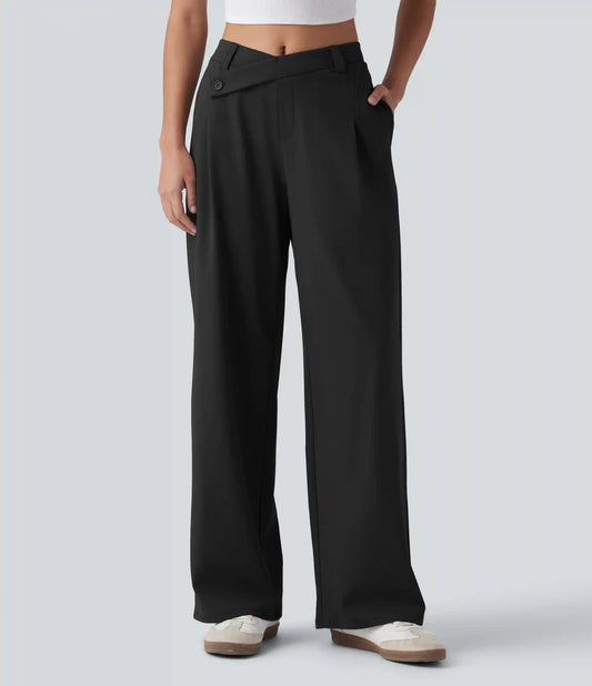 Halara Flex™ DayStretch Asymmetric Mid Rise Work Baggy Pants with Pockets