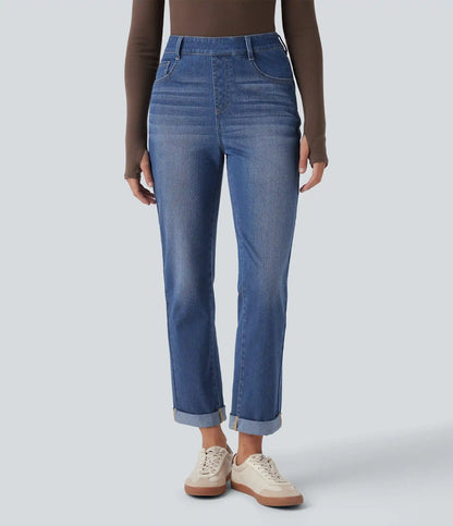 Halara Flex™ High Waisted Rolled Hem Casaul Slim Jeans with Pockets