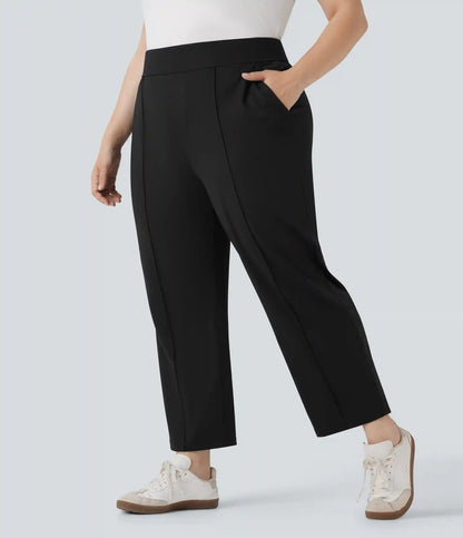 High Waisted Pockets Straight Leg Quick Dry Golf Plus Size Pants-Golf Tee-UPF40+