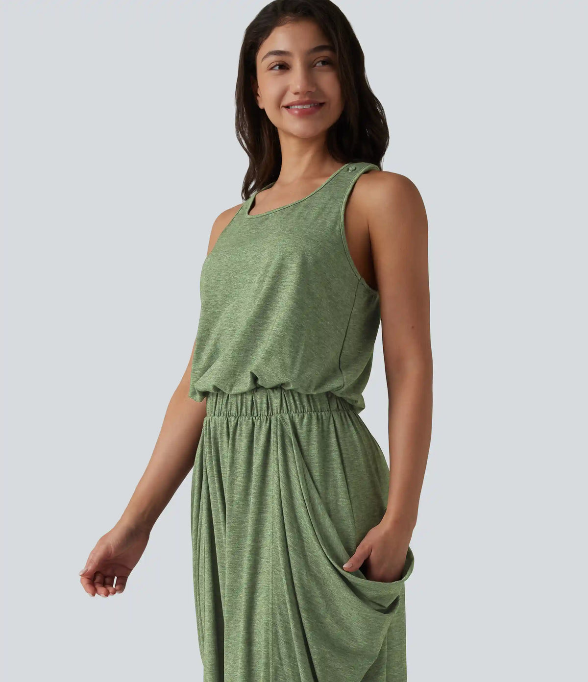 Sleeveless Cut Out Wide Leg Casual Jumpsuit with Pockets-Easy Peezy Edition
