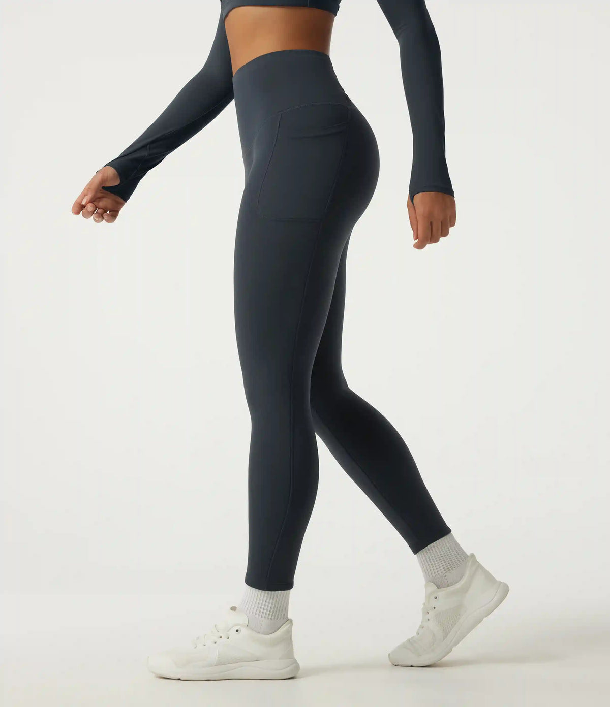 Halara Ultrasculpt™ Extra Heat High Waisted Tummy Control Crossover Back Fleece Running Leggings with Pockets