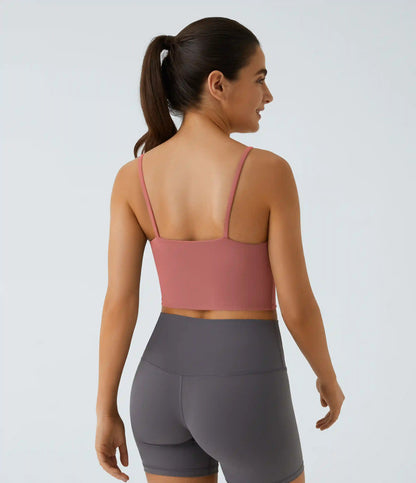 Basic Padded Workout Cropped Low Support Tank Top A-D Cups