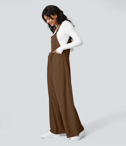Pockets Waffle Casual Overalls