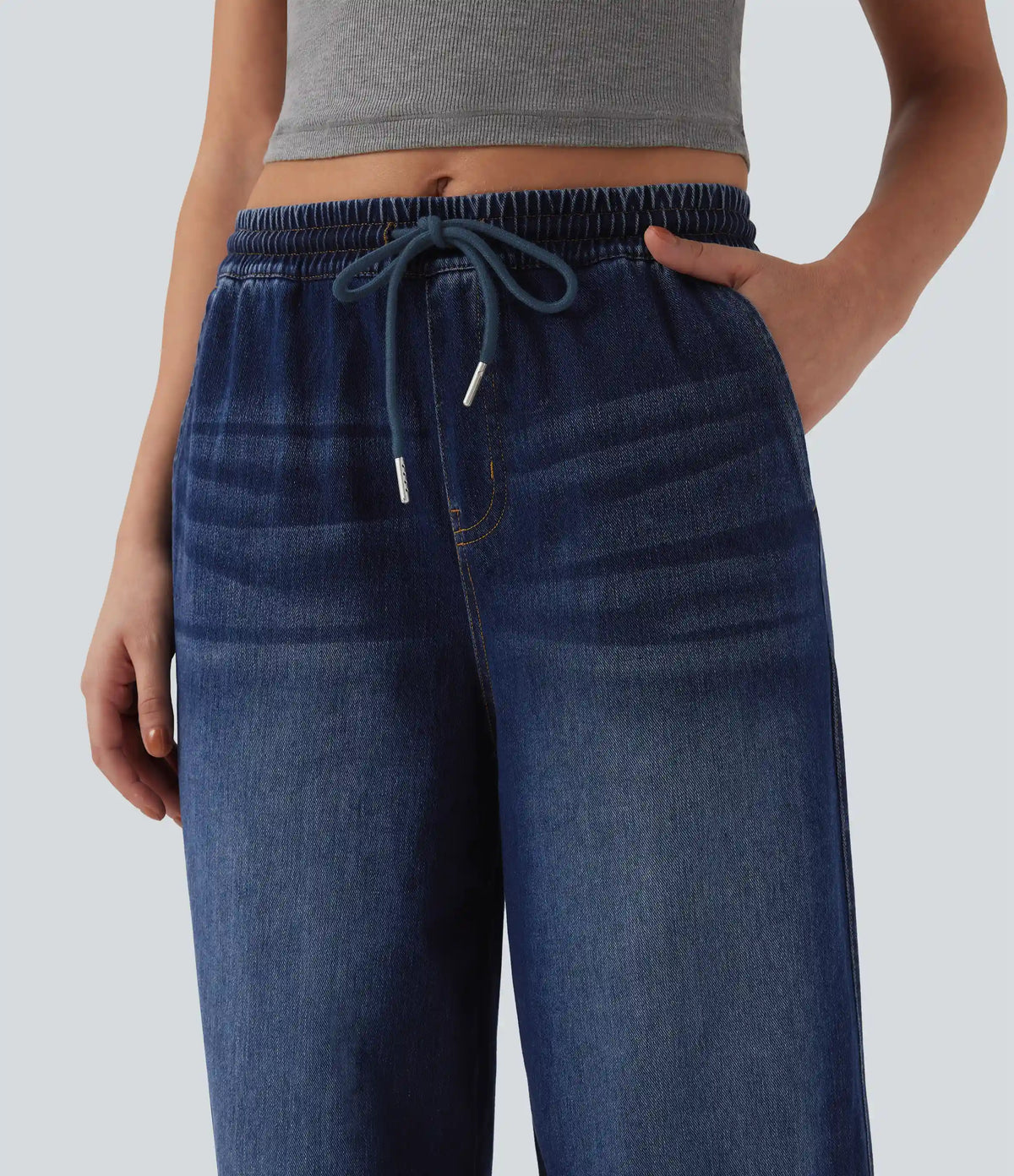 Halara Flex™ Mid Rise Drawstring Casual Sweatpants Jeans with Pockets