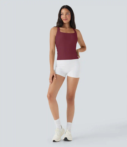 SoftlyZero™ Airy Square Neck Cropped InstantCool Running Tank Top-Longer Length