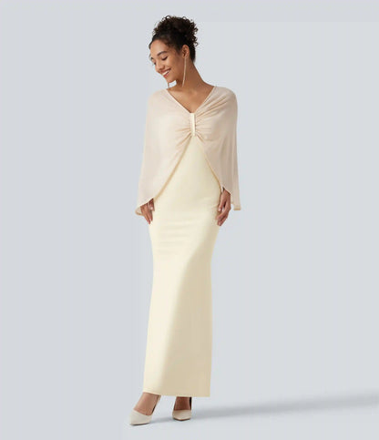 SoftlyZero™ Plush Tube Built-in Bra Contrast Mesh Mermaid Maxi Dress