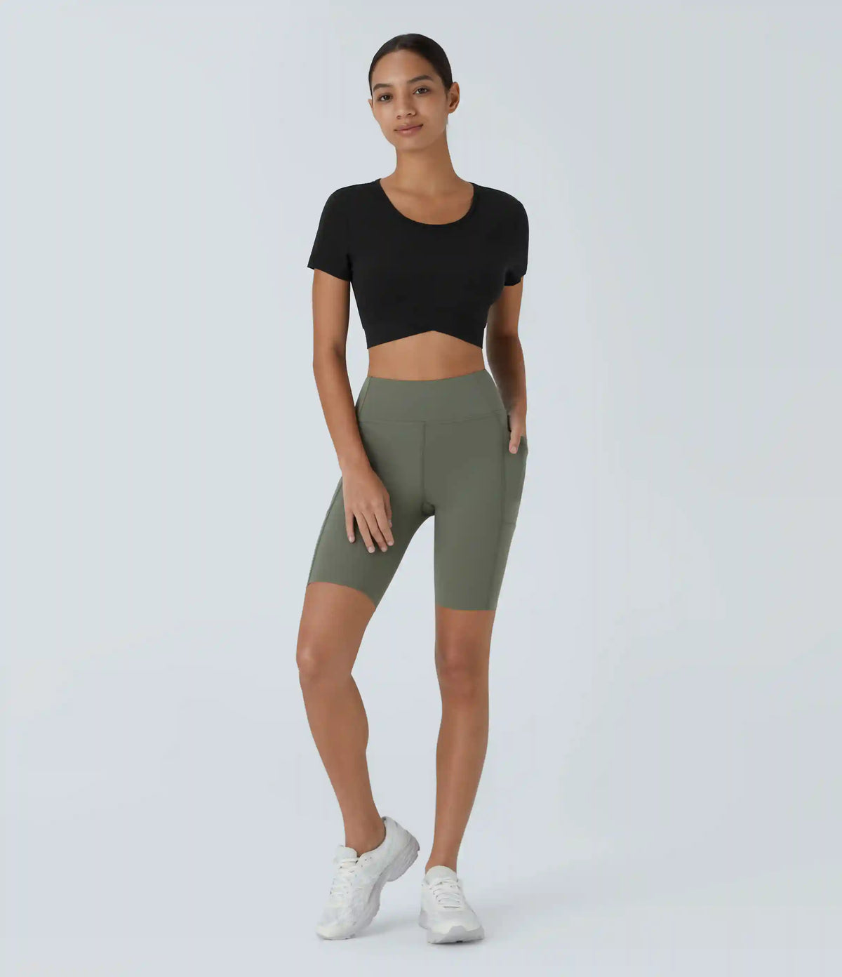 SoftlyZero™ Plush Crossover Hem Cropped Sports Top