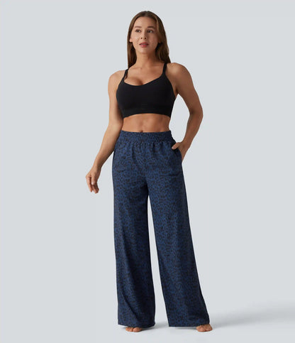 Mid Rise Leopard Print Dance Pants with Pockets