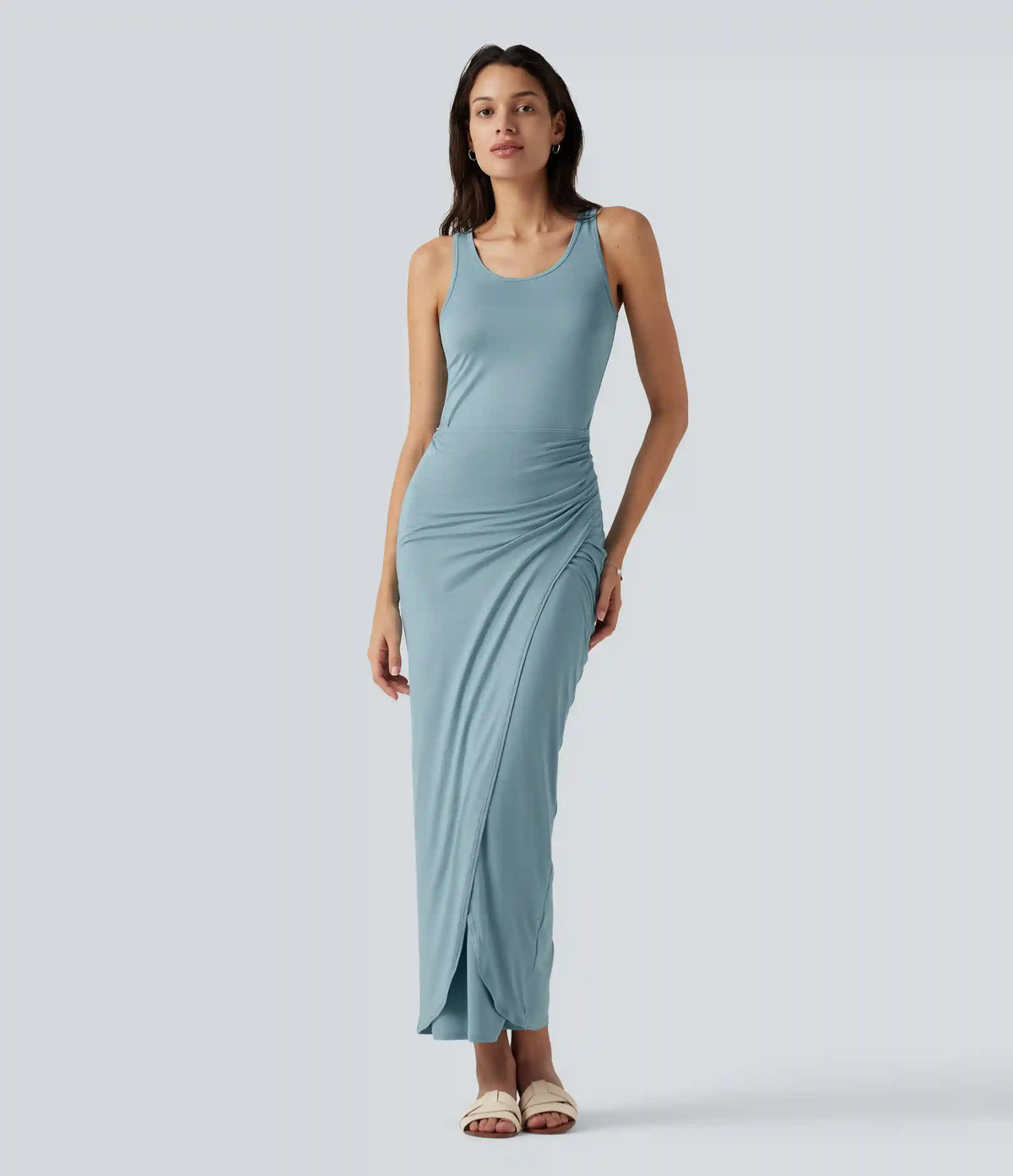 Scoop Neck Sleeveless Bodycon Maxi Casual Dress