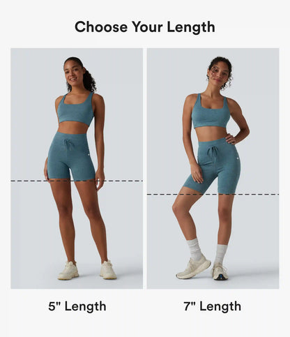 Halara UltraSculpt™ Heathered High Waisted Drawstring Quick Dry Yoga Biker Shorts 7'' with Pockets