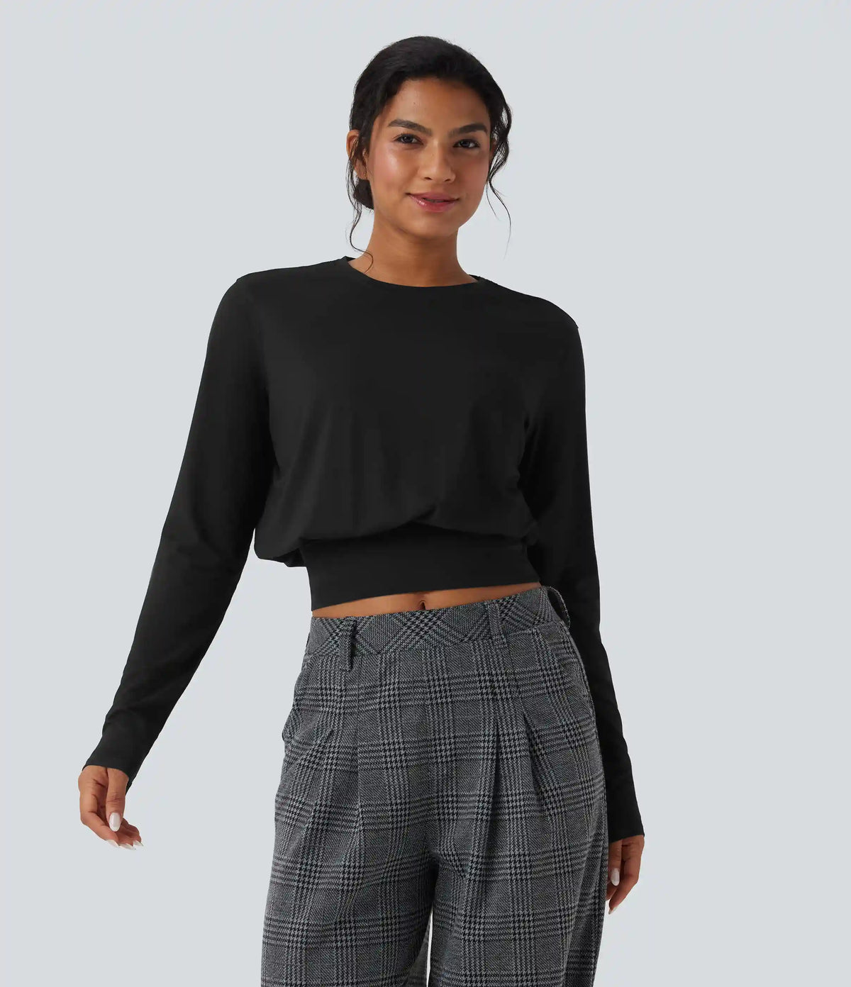 Round Neck Long Sleeve Work Top