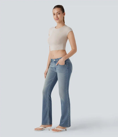 Halara Flex™ Low Rise Pockets Washed Casual Bootcut Jeans