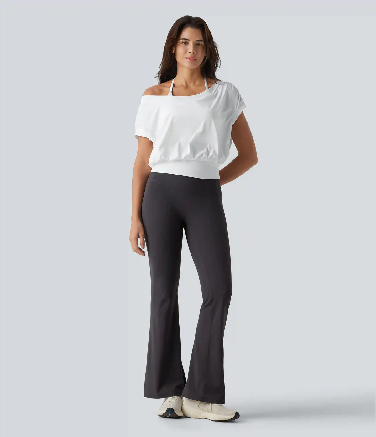 Off Shoulder Short Sleeve Oversize InstantCool Quick Dry Yoga Sports Top