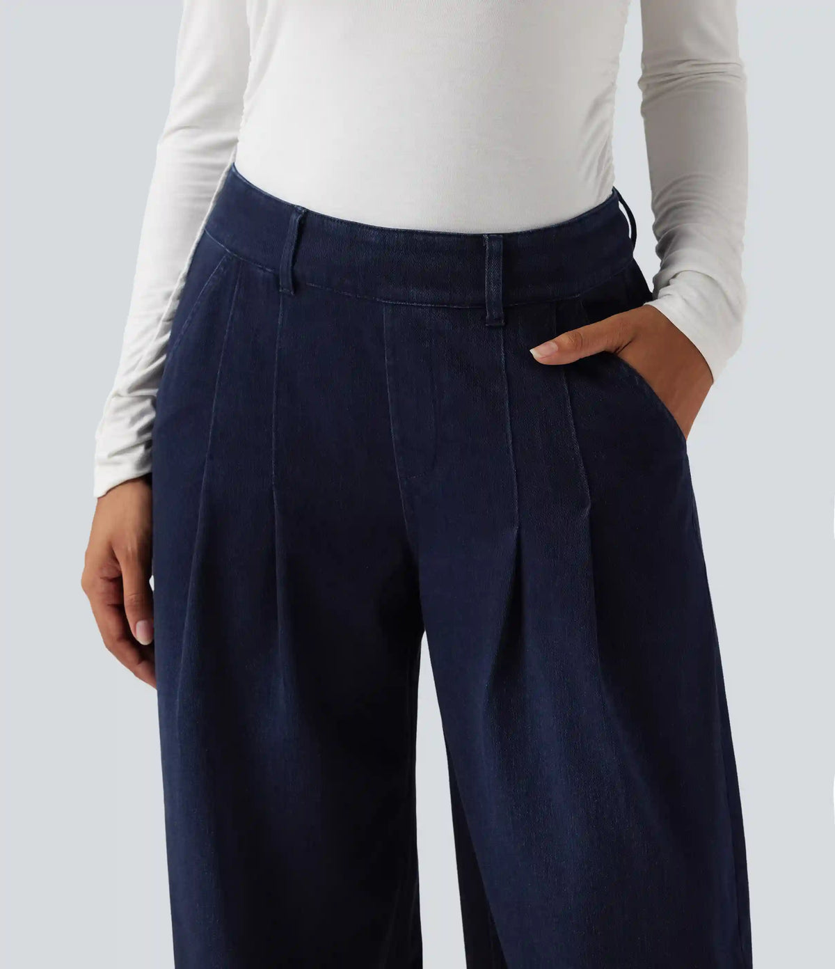 Halara Flex™ Mid Rise Wide Leg Casual Jeans with Pockets