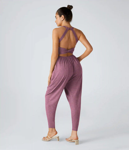 U Neck Pocket Harem Casual Jumpsuit-Easy Peezy Edition