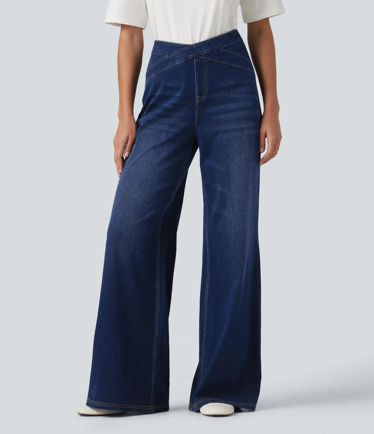 Halara Flex™ High Waisted Crossover Bootcut Casual Jeans with Pockets