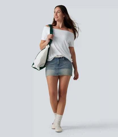 Off-Shoulder Short Sleeve Casual T-Shirt