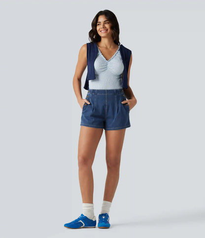 Halara Flex™ High Waisted Denim Casual Shorts 3'' with Pockets