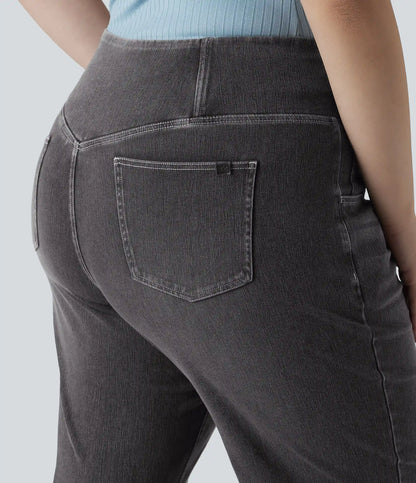 Halara Flex™ Crossover High Waisted Tummy Control Casual Straight Leg Plus Size Jeans with Pockets