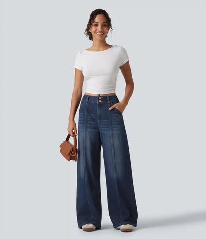 Halara Flex™ Mid Rise Wide Leg Casual Jeans with Pockets