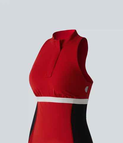 Halara UltraSculpt™ Mock Neck Built-in Bra Racerback Color Block Mini Golf Active Dress