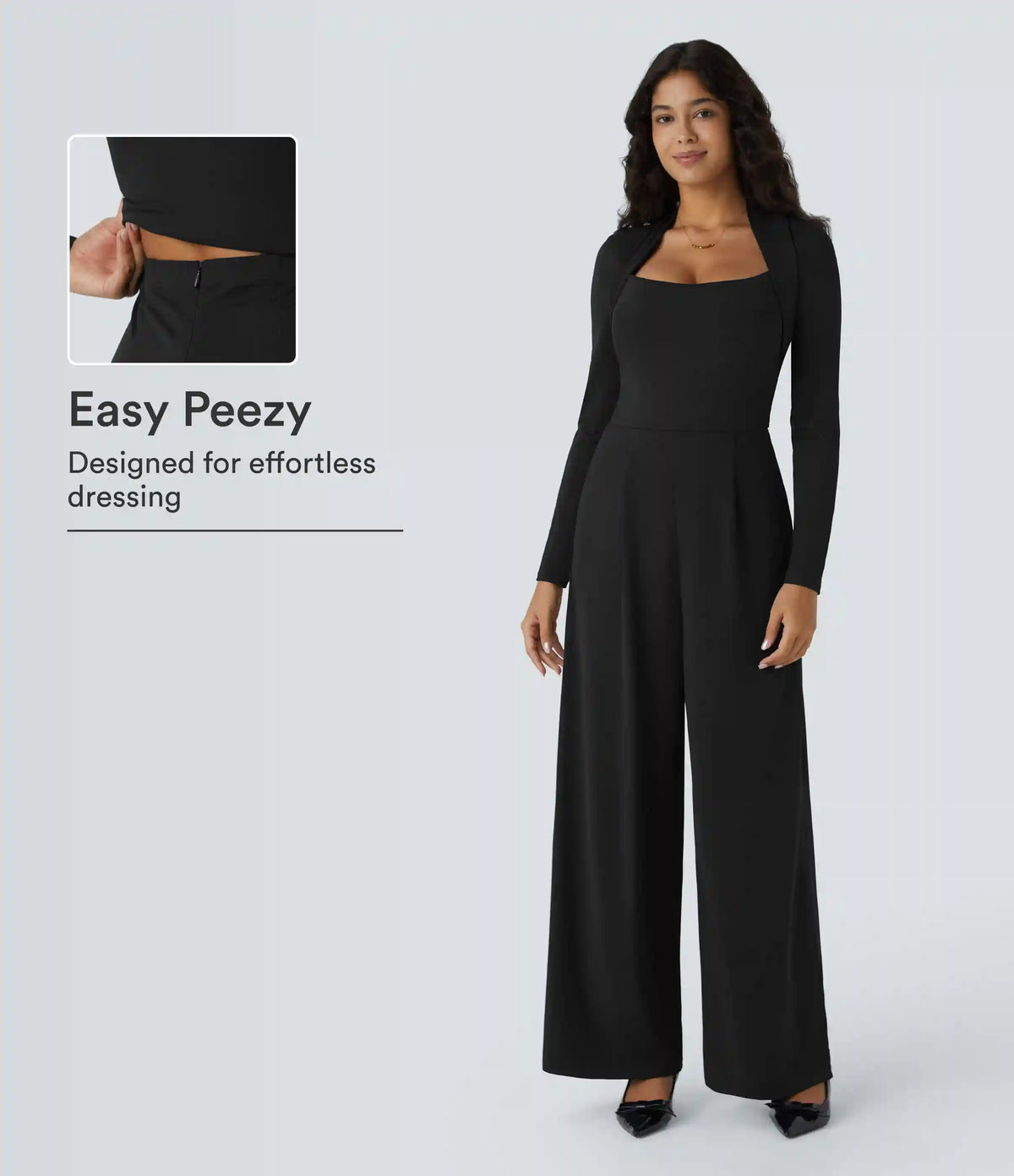 Long Sleeve Pocket Wide Leg Jumpsuit-Easy Peezy