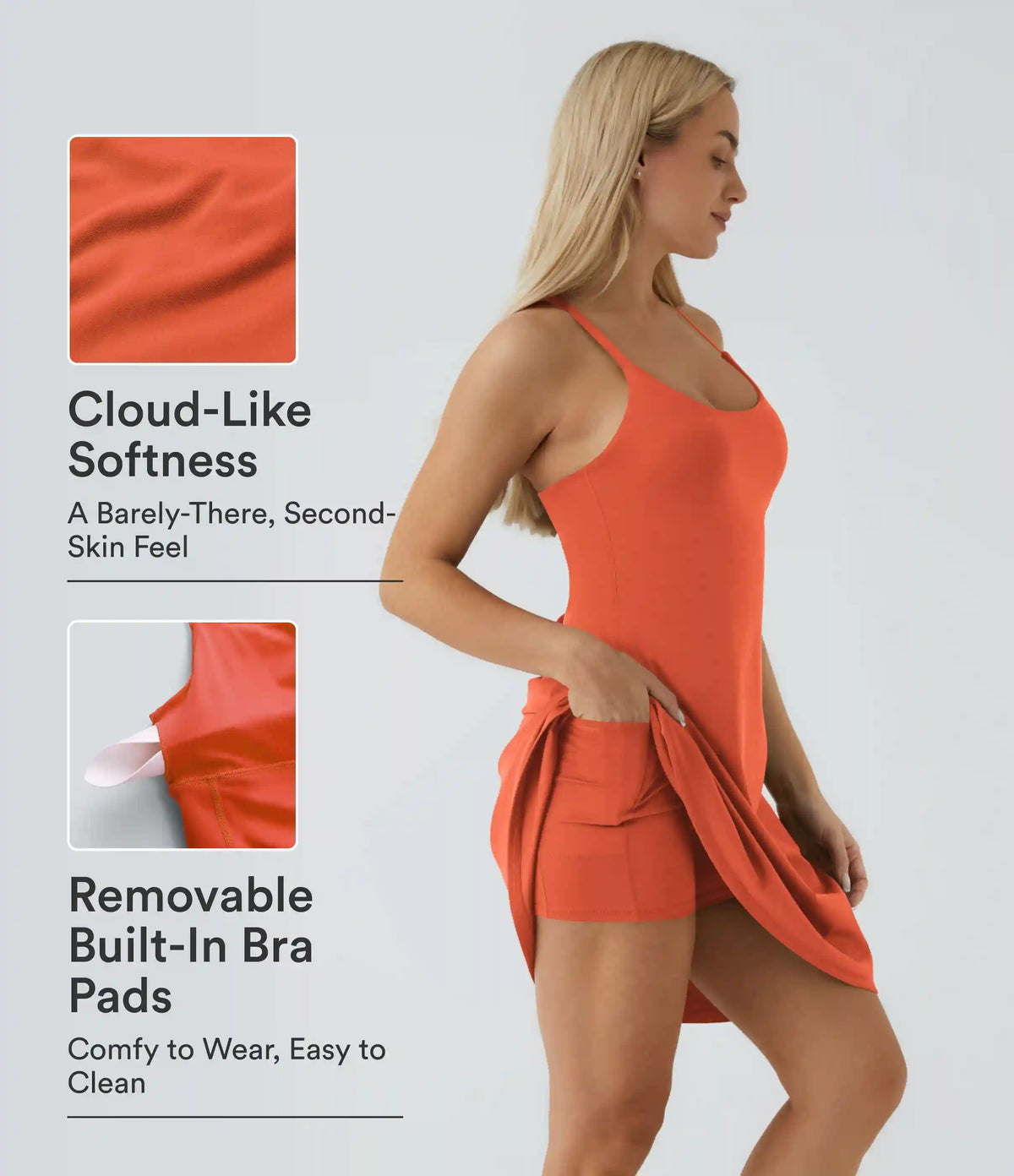 SoftlyZero™ Airy Cut Out 2-in-1 Pocket InstantCool Longer Active Dress