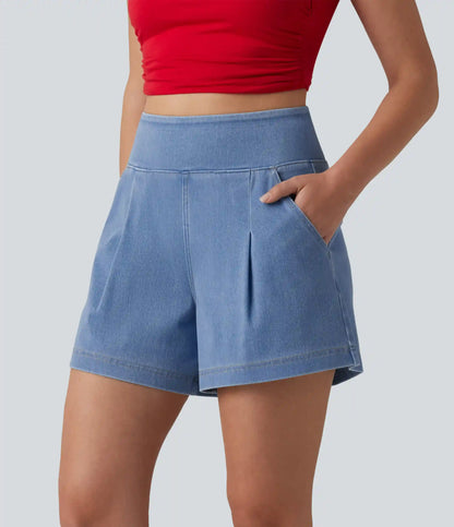 Halara Flex™ High Waisted Denim Casual Baggy Shorts 4'' with Pockets
