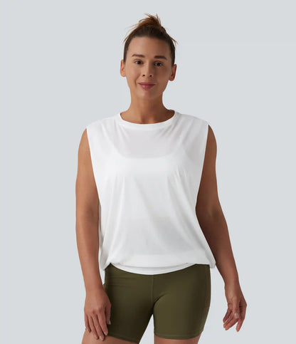 Round Neck Ruched Workout Tank Top