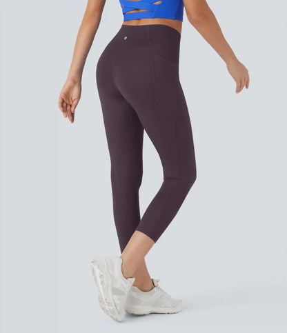 SoftlyZero™ High Waisted Crossover Pocket Capri Yoga Leggings