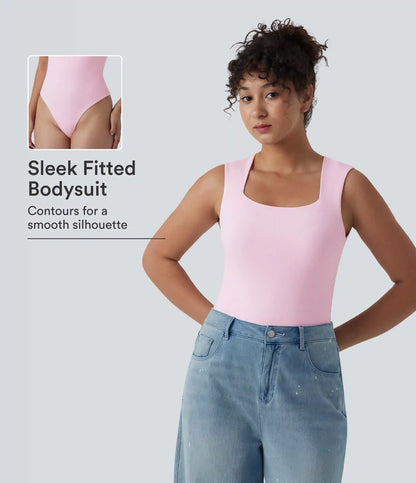 Square Neck Sleeveless Casual Bodysuit