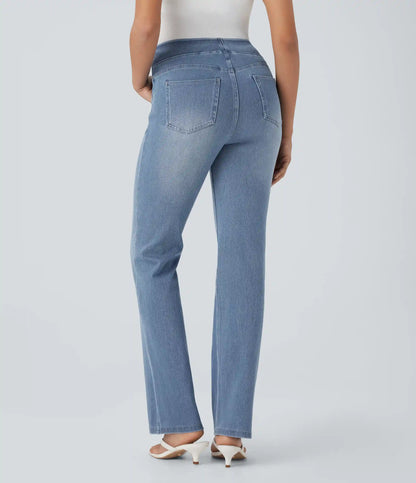 Halara Flex™ High Waisted Tummy Control Washed Casual Bootcut Jeans with Pockets