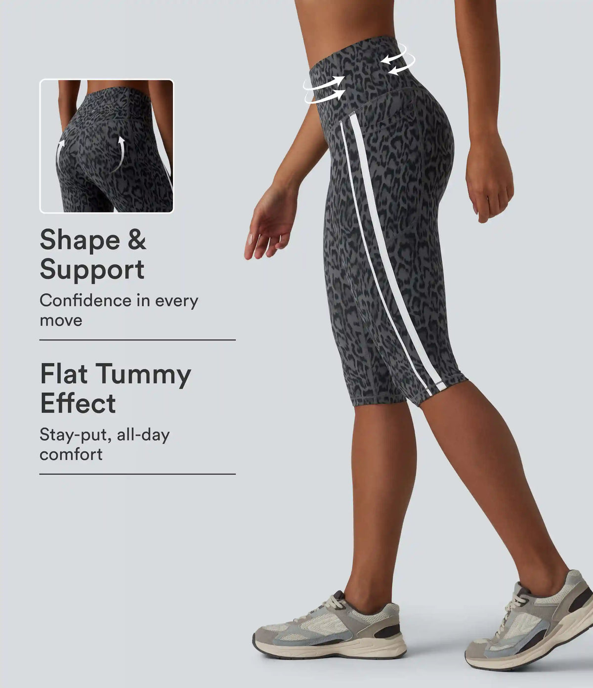 Halara UltraSculpt™ Leopard Print High Waisted Tummy Control Color Block Stripe Pedal Pusher Training Leggings with Pockets