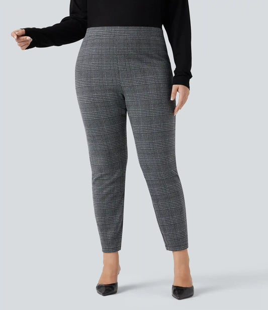 Plus Size Halara Flex™ High Waisted Houndstooth Plaid Skinny Work Pants with Pockets
