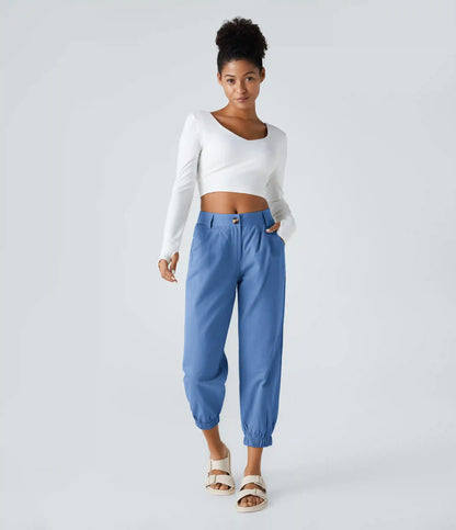 Mid Rise Casual Joggers with Pockets