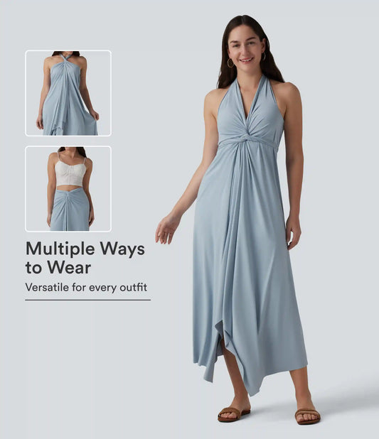 V Neck Tie Back Maxi Dress