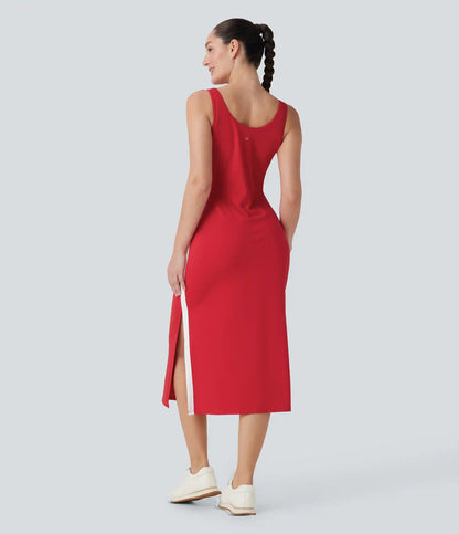 SoftlyZero™ Airy Color Block Hem Cool Touch Workout Active Tank Dress with Pockets