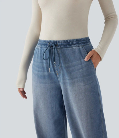 Halara Flex™ Mid Rise Drawstring Casual Sweatpants Jeans with Pockets