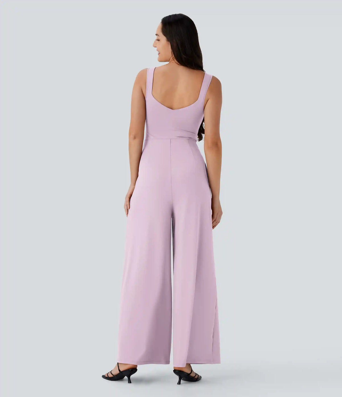 U Back Sleeveless Casual Jumpsuit with Pockets
