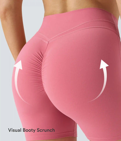 SoftlyZero™ Plush High Waisted Crossover Ruched Yoga Shorts 5''