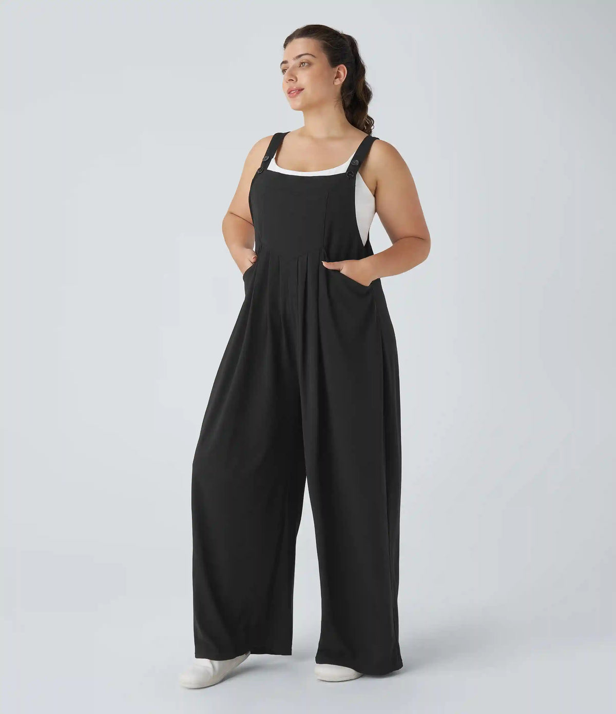 Pockets Waffle Casual Plus Size Overalls
