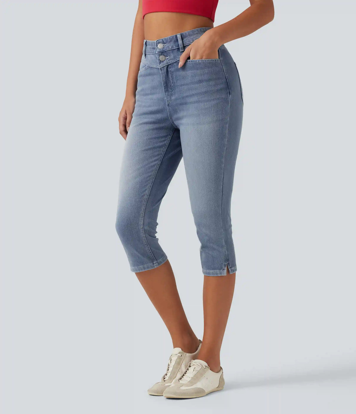 Halara Flex™ High Waisted Split Capri Casual Slim Jeans with Pockets