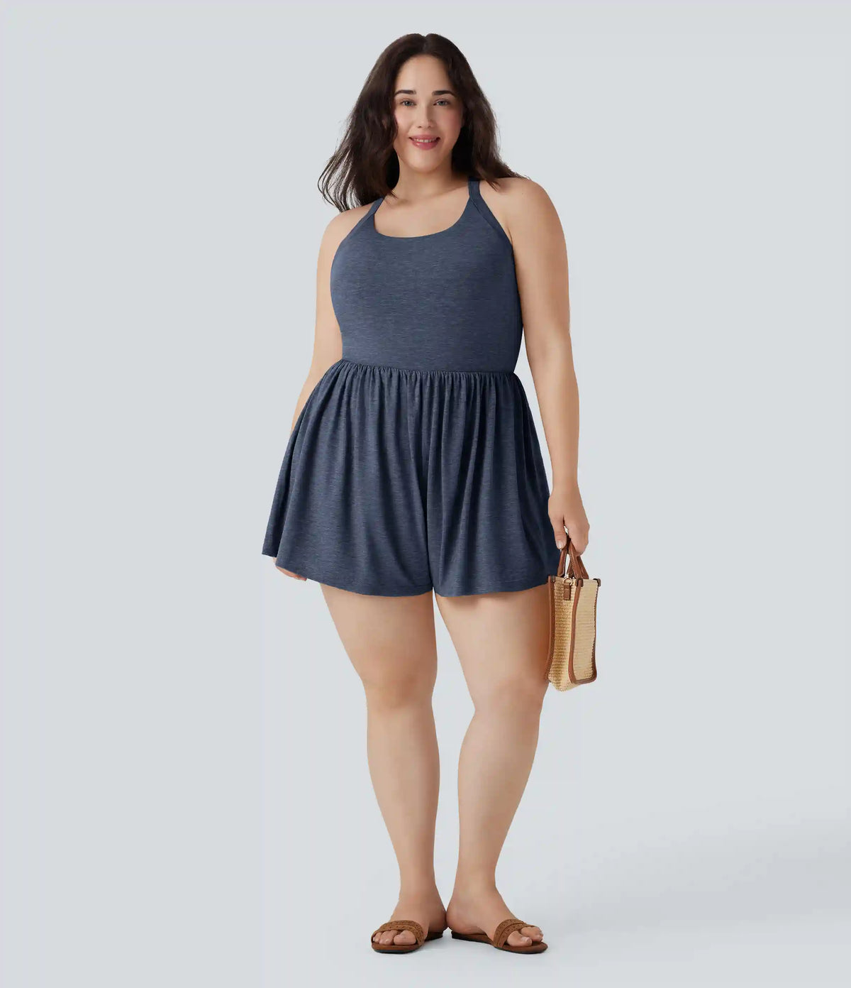 2-in-1 Plus Size Romper with Pockets-Easy Peezy Edition